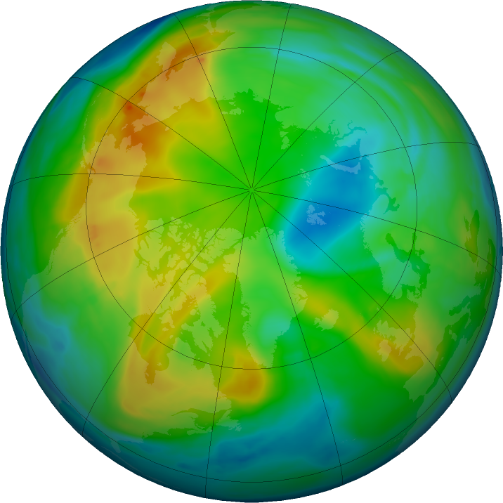Arctic ozone map for 08 December 2021